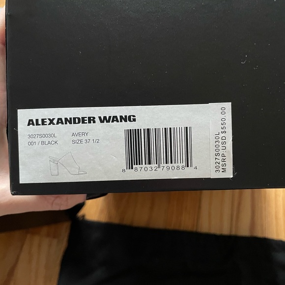 Alexander Wang Avery Leather Block-Heel Mule Sandal, Black - Picture 3 of 4